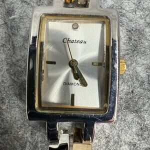 Chateau Diamond Women’s Silver Gold Tone Watch CH/1012TT New Battery 940
